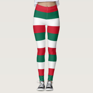 Vågrät Mexiko National Flagga Färg stripe Leggings
