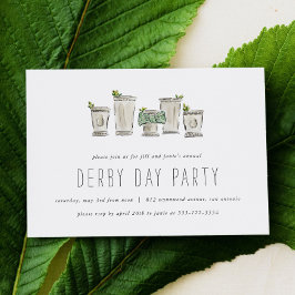 Vågrät Mint Julep Horse Tävling Derby Day Party Inbjudningar