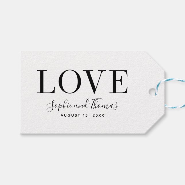 Vågrät Modern Elegant Kärlek Bröllop Presentetikett (Framsidan (Horisontell))