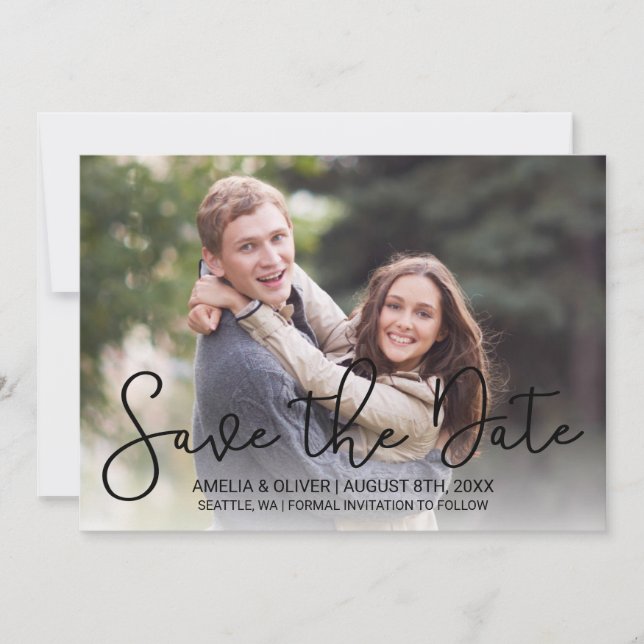 Vågrät Modern skript Spara datum i foto Spara Datumet (Framsida)