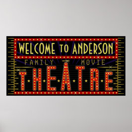 Vågrät Movie Theater Marquee Home Cinema Namn Poster