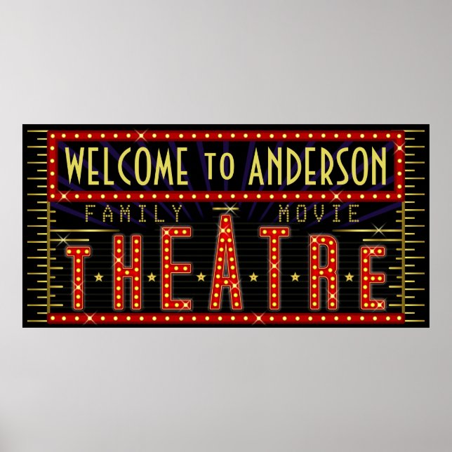 Vågrät Movie Theater Marquee Home Cinema Namn Poster (Framsidan)