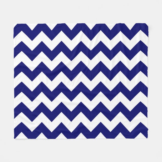 Vågrät Navy och White Zigzag Fleecefilt (Framsidan (Horisontell))