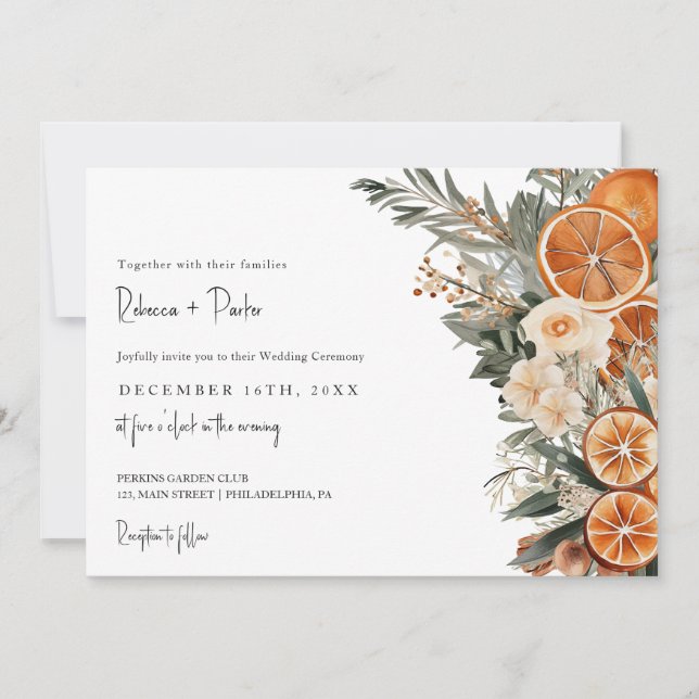 Vågrät OSA av Boho Winter Wedding Qr-kod Inbjudningar (Framsida)