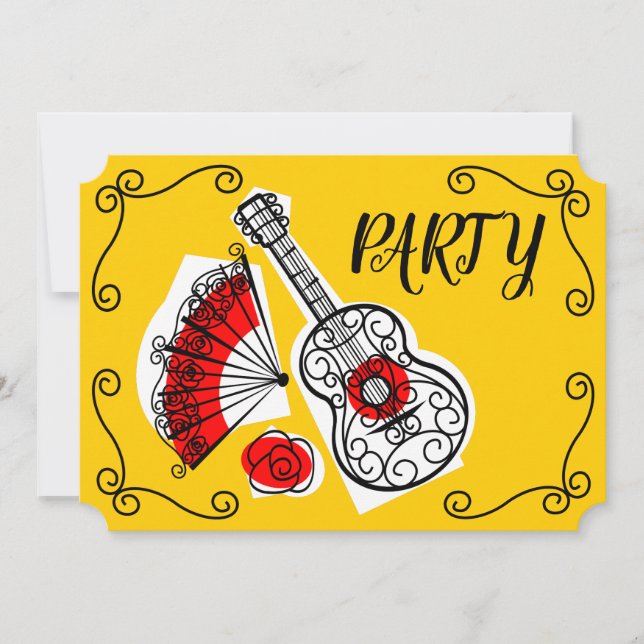 vågrät Party i hörnen i södra Spanien Inbjudningar (Framsida)