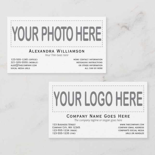 Vågrät Photo Logotyp Template Dubbla-Sided White Visitkort (Fram/baksida)
