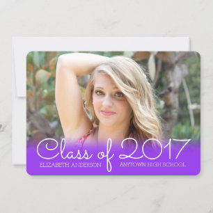 Vågrät Photo Studenten Lila Class of 2017 Inbjudningar