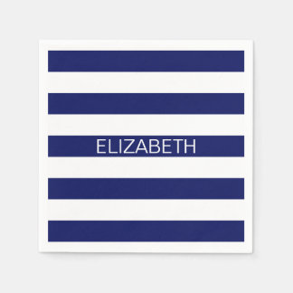 Vågrät Preppy Rand Namn Monogram Pappersservett
