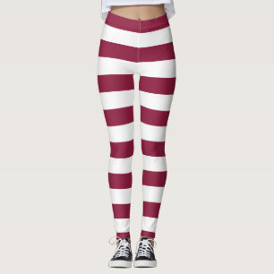 Vågrät Qatar National Flagga Färg stripe Leggings