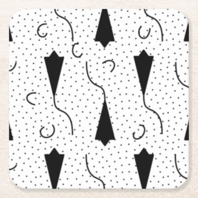 Vågrät, Quill Grått-Papper Underlägg Papper Kvadrat (Framsidan)