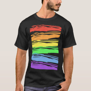 Vågrät Rainbow Gay pride Rand T Shirt