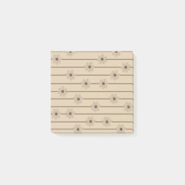 Vågrät Rand Brown Khaki Flower Y2K Mönster Post-it Block