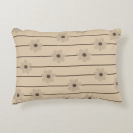 Vågrät Rand Brown Khaki Flower Y2K Mönster Prydnadskudde