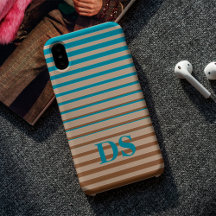 Vågrät Rand Brown och Blue Monogram