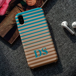 Vågrät Rand Brown och Blue Monogram
