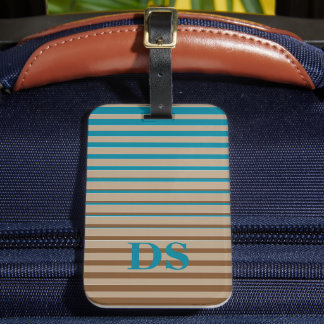 Vågrät Rand Brown och Blue Monogram Bagagebricka