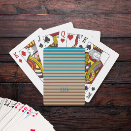 Vågrät Rand Brown och Blue Monogram Casinokort