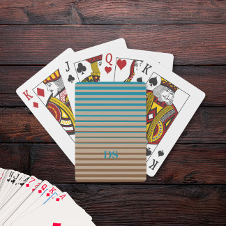 Vågrät Rand Brown och Blue Monogram Casinokort