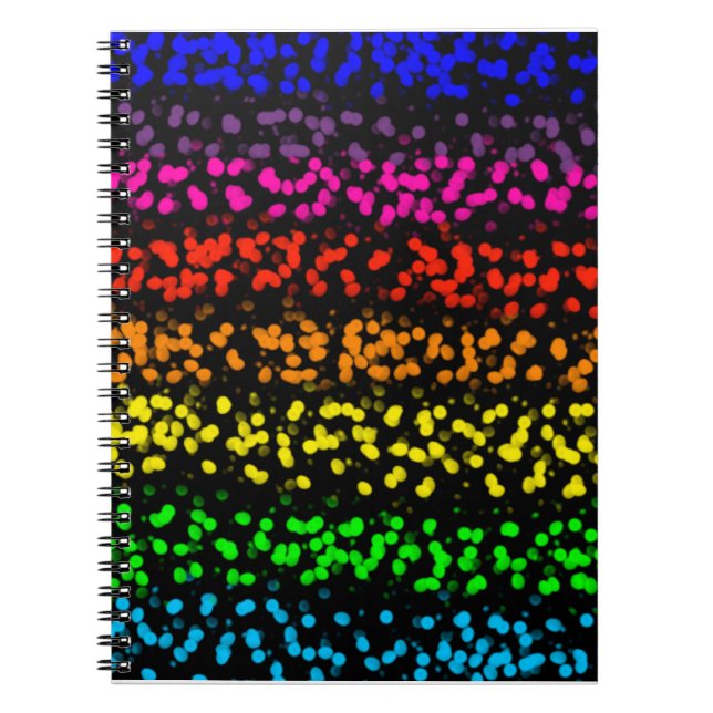 Vågrät rand med punkter i regnbåge i färg anteckningsbok (Framsidan)