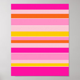 Vågrät Rand Rosa Orange Gult stripe Poster