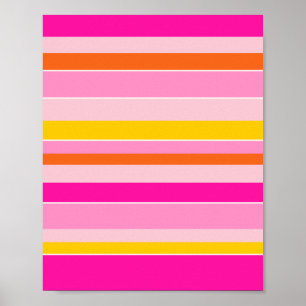 Vågrät Rand Rosa Orange Gult stripe Poster