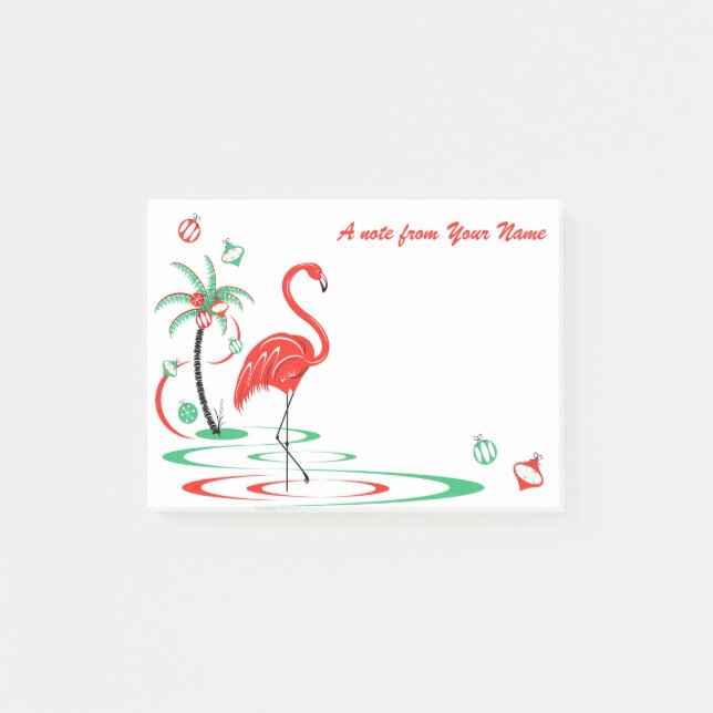 Vågrät Red jul Flamingo Baubles Text Post-it Block (Framsida)