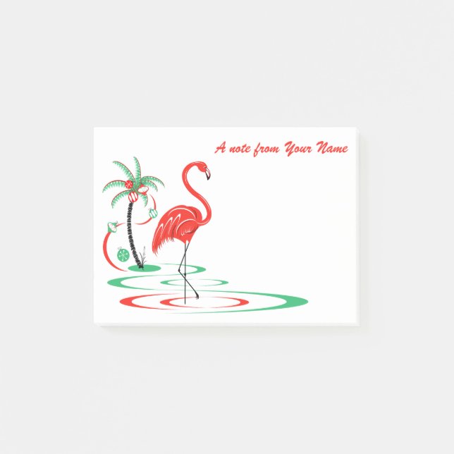 Vågrät Red jul Flamingo Text Post-it Block (Framsida)