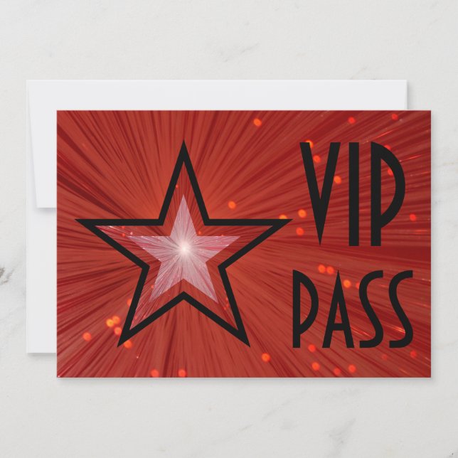 Vågrät Red Star "VIP PASS" svart bak Inbjudningar (Framsida)