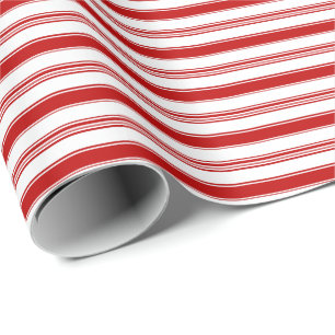 Vågrät Red & White Candy Rand (liten ) Presentpapper