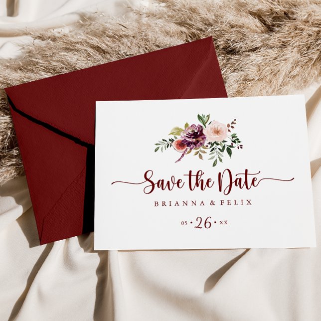 Vågrät Rustic Summer Blommigt Spara datum Vykort (Skapare uppladdad)