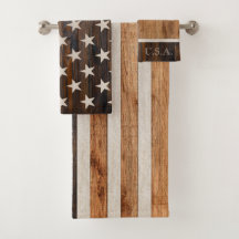 Vågrät Rustic Wood Tone American Flagga