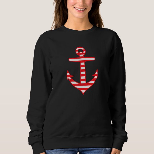 Vågrät Strepe Anchor Nautical T Shirt (Framsida)