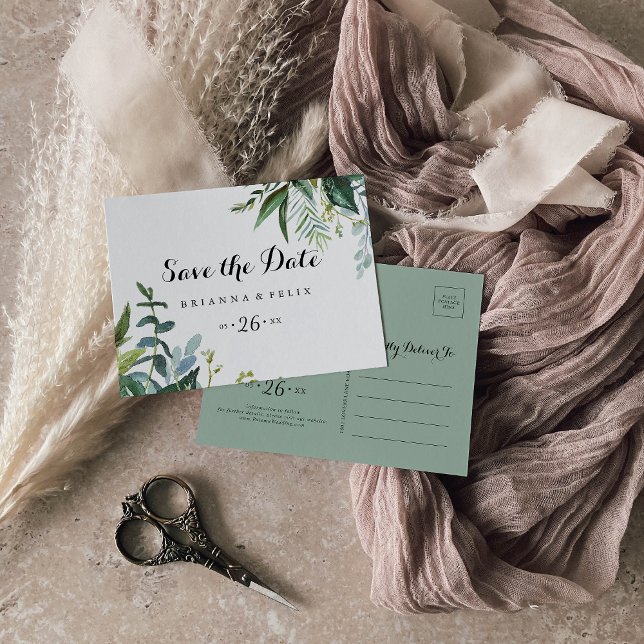 Vågrät Tropisk kalligrafi Spara datum Vykort (Skapare uppladdad)