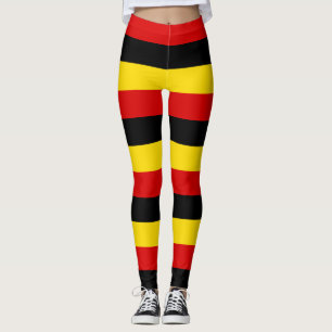 Vågrät Uganda National Flagga Färg stripe Leggings
