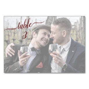 Vågrät ✨ Vackavlade par Bröllop-foto Bordsnummer