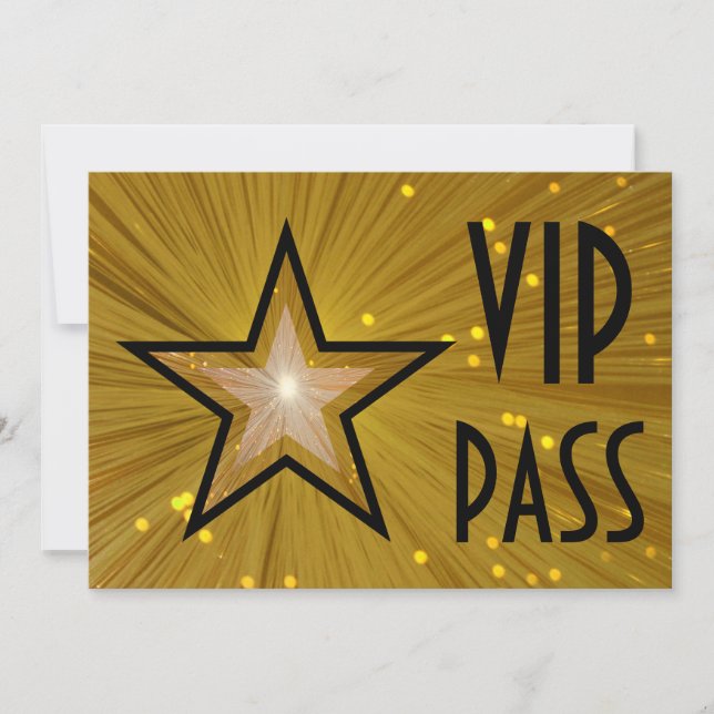 vågrät VIP PASS i Guld Star svart bakåt Inbjudningar (Framsida)