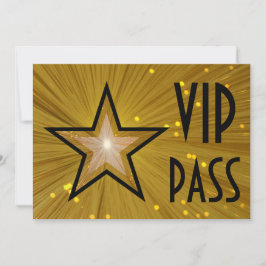 vågrät VIP PASS i Guld Star svart bakåt Inbjudningar