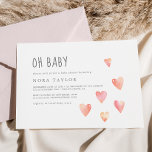 Vågrät Watercolor Hearts Girl Oh Baby Shower Inbjudningar<br><div class="desc">Vågrät med baby-babyduschinbjudan är perfekt för en enkel babydusch. Den söta designen har söta,  vattenfärgade pastellhjärtan i korallets rosa,   rosa,  gult och persikofärgad orange.</div>