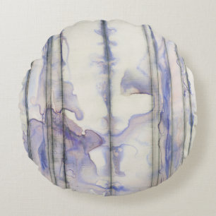 Vågrätt fritt uttryck, vattenfärg rund kudde