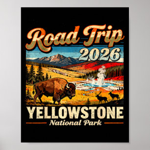 Vägresa 2026 yellowstone nationalpark buffel poster