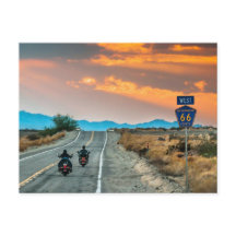 Vägresa Route 66 med motorcyklar vykort