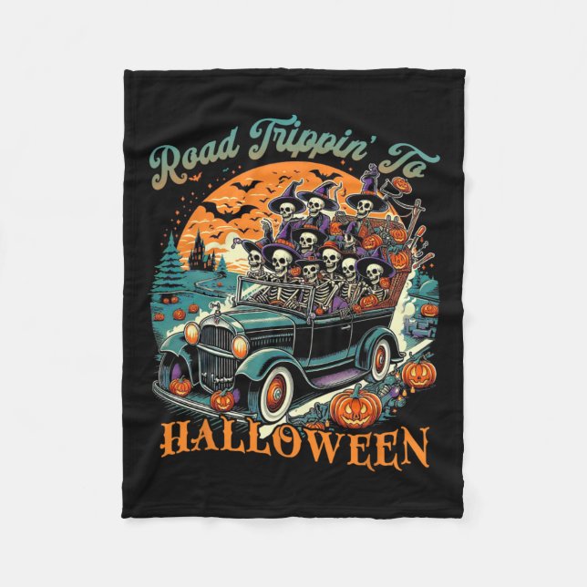 Vägresa till Halloween Summer Skeleton Road Ca Fleecefilt (Framsidan)