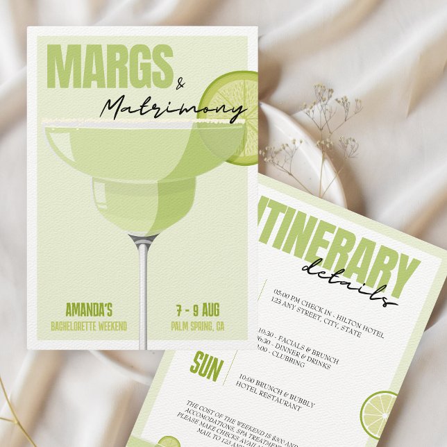 Vägrutten Margs & Matrimony Bachelorette Helg Inbjudningar (Margs & Matrimony bachelorette weekend invitation)