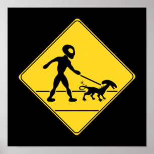 Vägskylt - Alien Crossing Poster