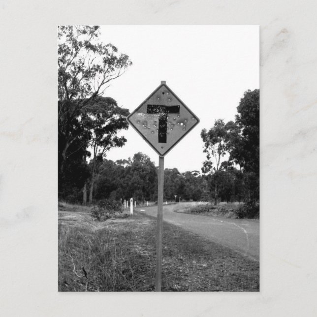 Vägskylt för Shot T' Pieces Vykort (Framsida)