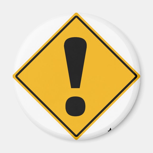 Vägskylt för utropningspunkten! magnet (Framsidan)