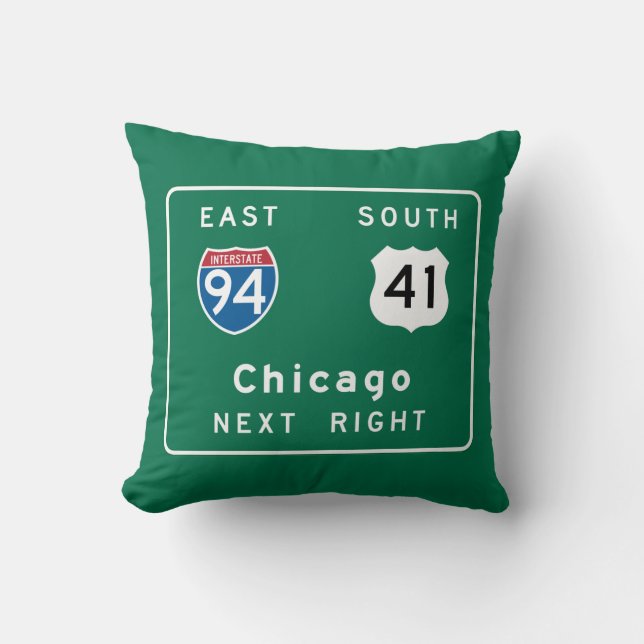 Vägskylt i Chicago, IL Kudde (Framsida)