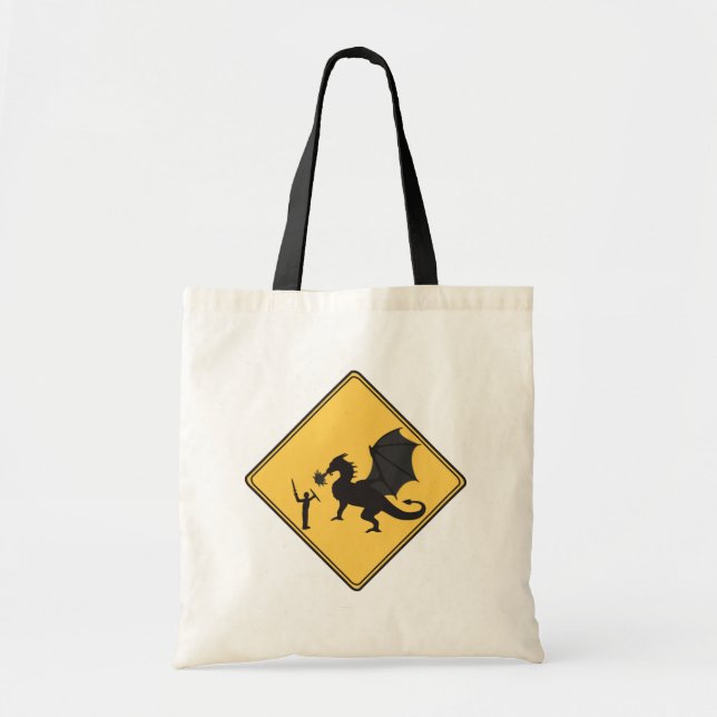 Vägskylt - Knight & Dragon Bag Tygkasse (Framsidan)