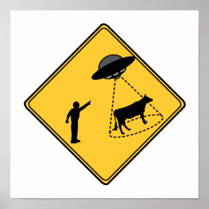 Vägskylt - Kow och UFO Poster