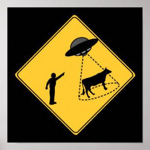Vägskylt - Kow och UFO Poster